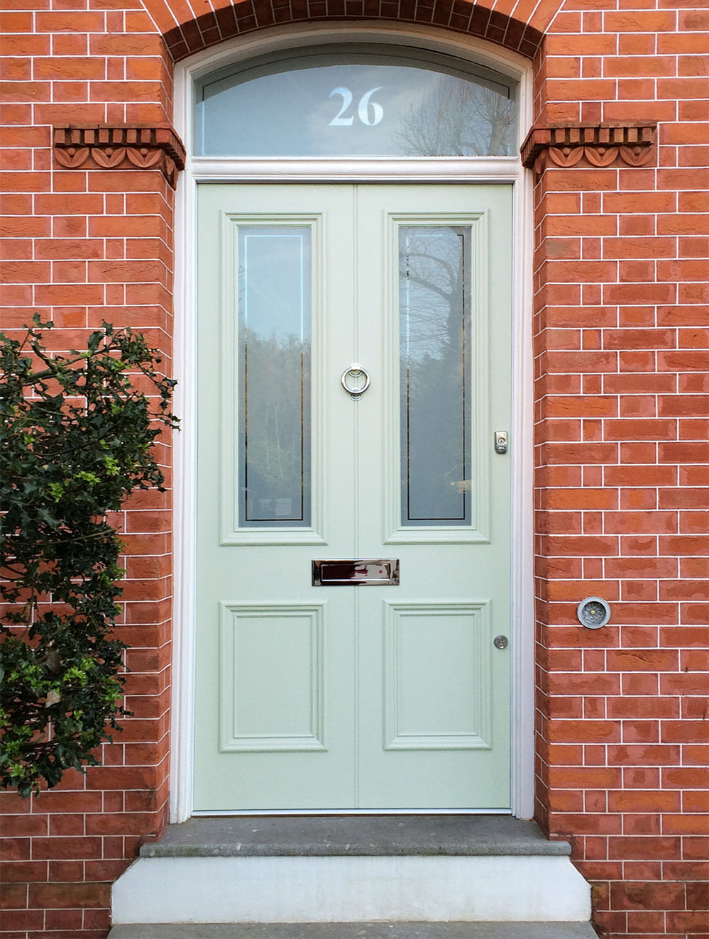 4-panel Georgian front door hand painted in 'Peppermint'